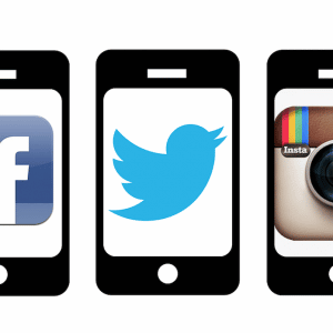 social media logos on phone, internet advertising campaign