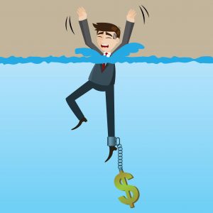 cartoon drowning businessman_IRS Tax Settlement