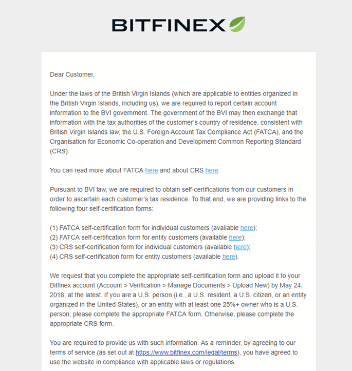 Bitfinex Tax Issue
