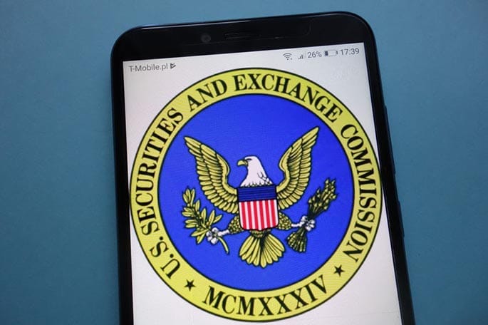 picture of the SEC logo on a mobile phone