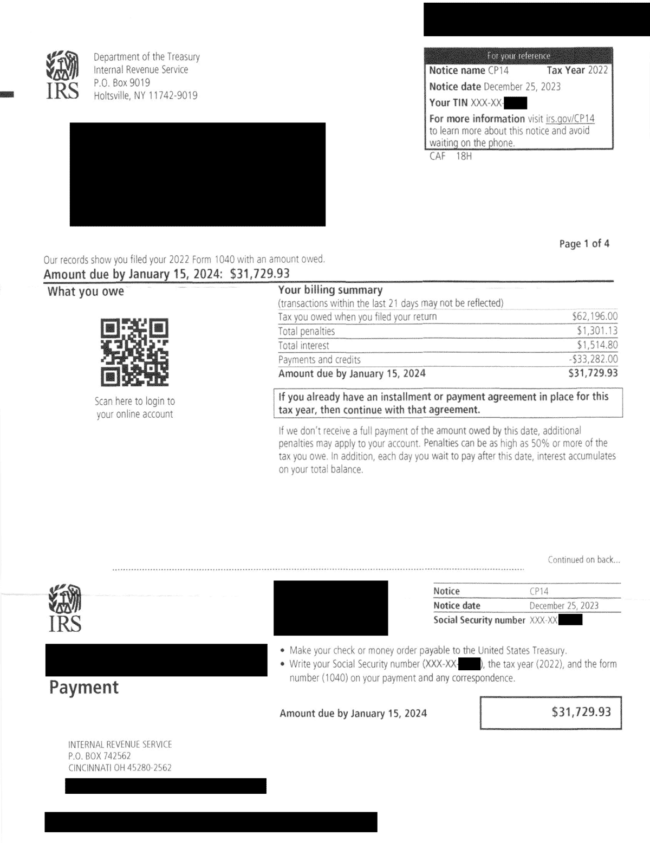 I Got an IRS Notice CP14 (Balance Due Notice): What to Do Next | Gordon ...